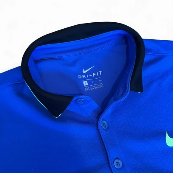 Nike Men's Vibrant Blue Polo with Neon Accents - Picture 5 of 7